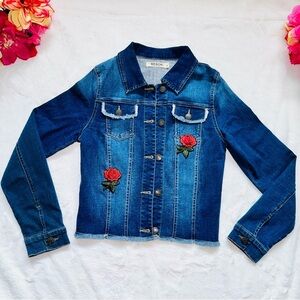 Rose patch denim jacket